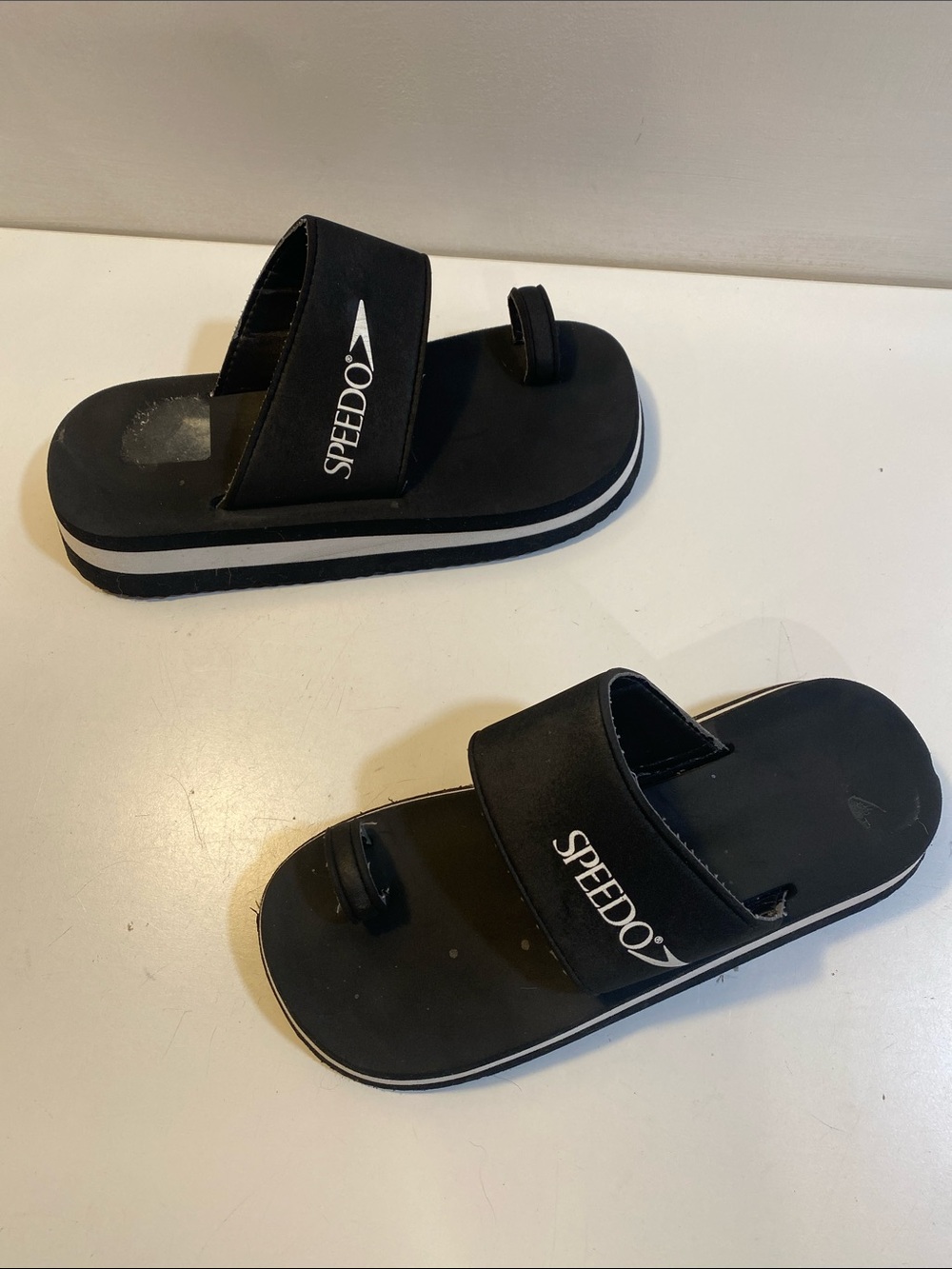 Speedo  Black Slide Sandals with White Trim Fits 8-8.5